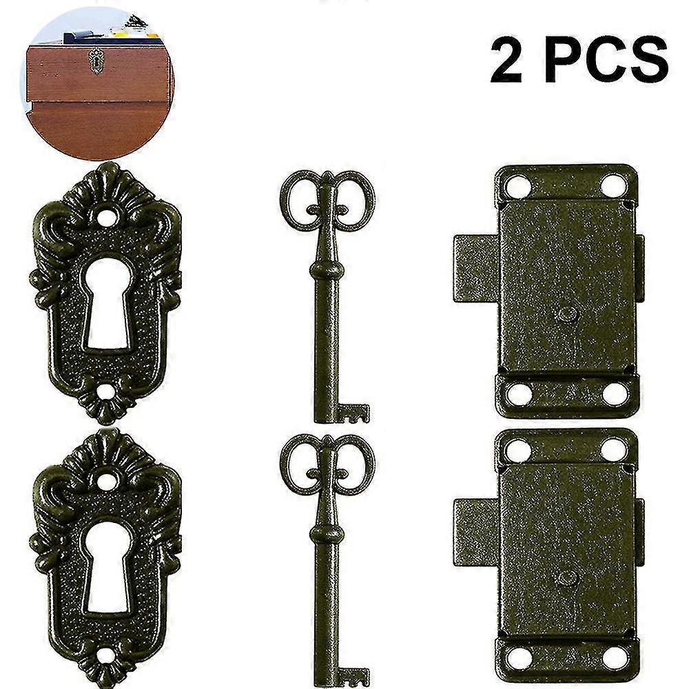 2 Sets Of Vintage Cabinet Door Lock, Cabinet Lock, Antique Furniture Lock With Key For Mailboxes, Lockers, Cupboards, Tool Box