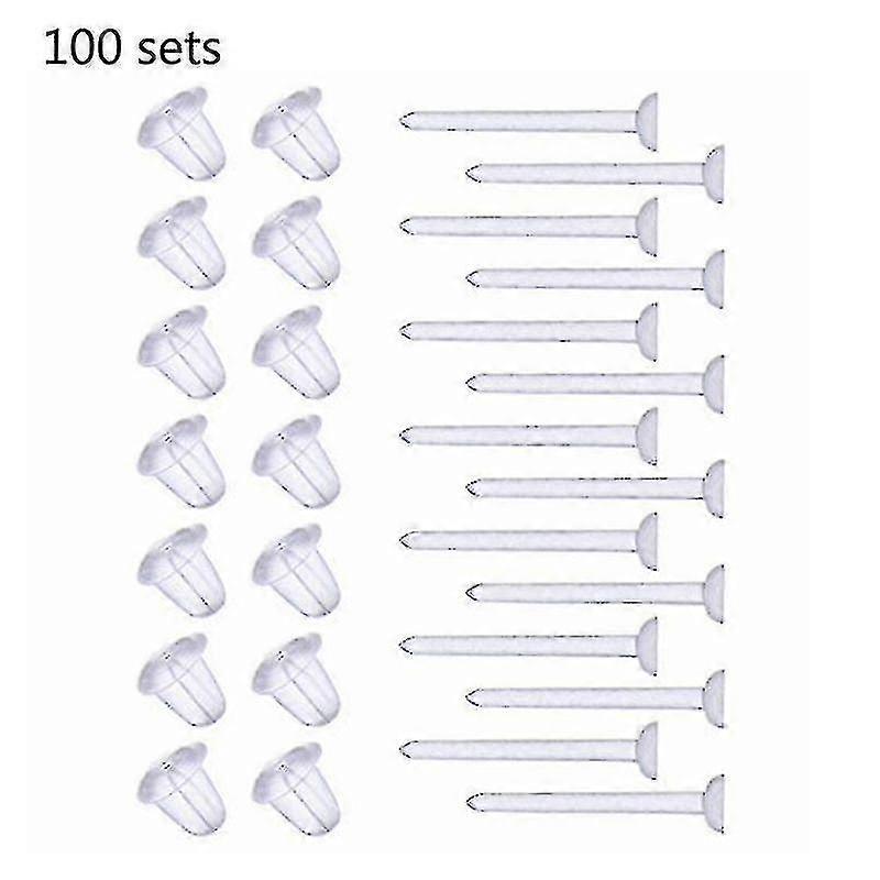 100 Sets Of Hypoallergenic Clear Plastic Earring Posts & Backs - Ear Stud Earrings