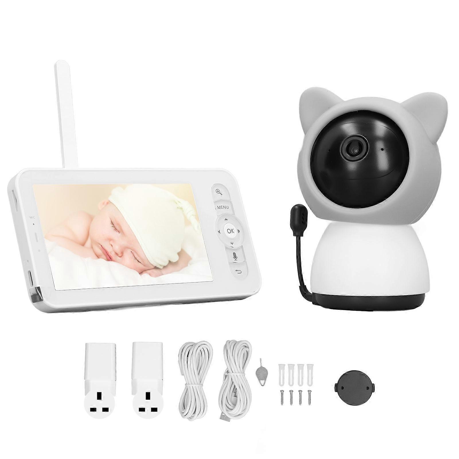 5in Screen Baby Camera Monitor Wifi Connection Two Way Talking Home Security Monitor 100240V UK Plug