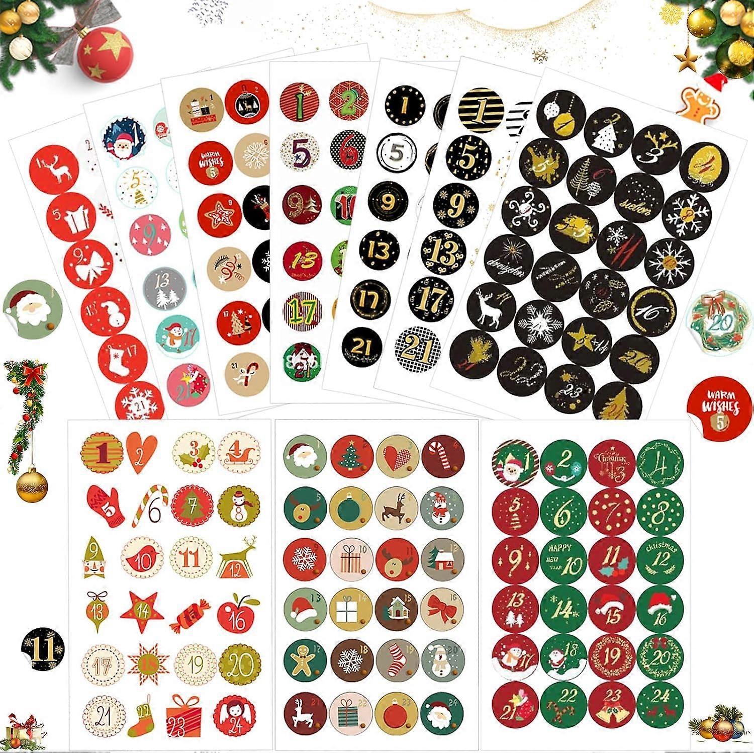 Sunshine smile Advent Calendar Numbers Stickers Round Number Stickers