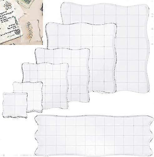 7 Pcs Stamp Blocks With Grid And Grip, Acrylic Clear Stamping Blocks Set Essential Stamping Tools