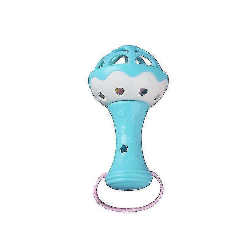 Boilable Plastic Single Head Rattle Baby Toy Teether Rattle Hand Grab Ball 1 Piece Blue