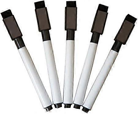 Fine tip Dry Erase Black Markers with Magnetic Cap and Eraser, Perfect for Dry Erase Boards and Whiteboards Pack of 5