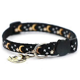 Pet Collar Gold Moons and Stars Cat Collar, Safety Breakaway Cat Collar, Glow in The Dark