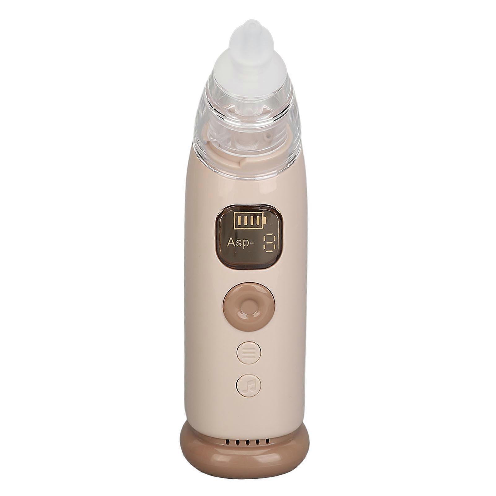 Infant Nasal Aspirator 3 Suction Levels Silicone Tip Baby Nose Care Machine with Soothe Music Light Khaki
