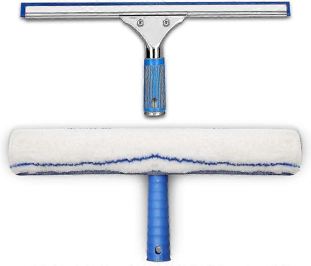 Window Cleaning Kit, Window Squeegee And Microfiber Cloth, Shower Squeegee With Rubber Lip,squeegee 35cm