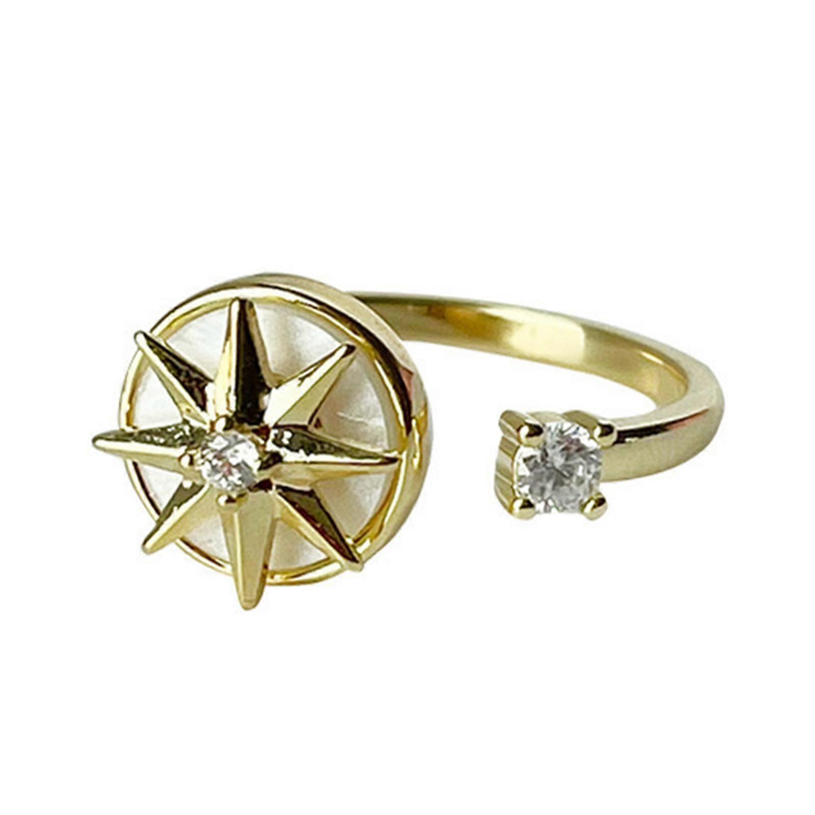 Rotatable Ring Eight Awn Star Ring Adjustable Anxiety Ring Vintage Zircon Ring