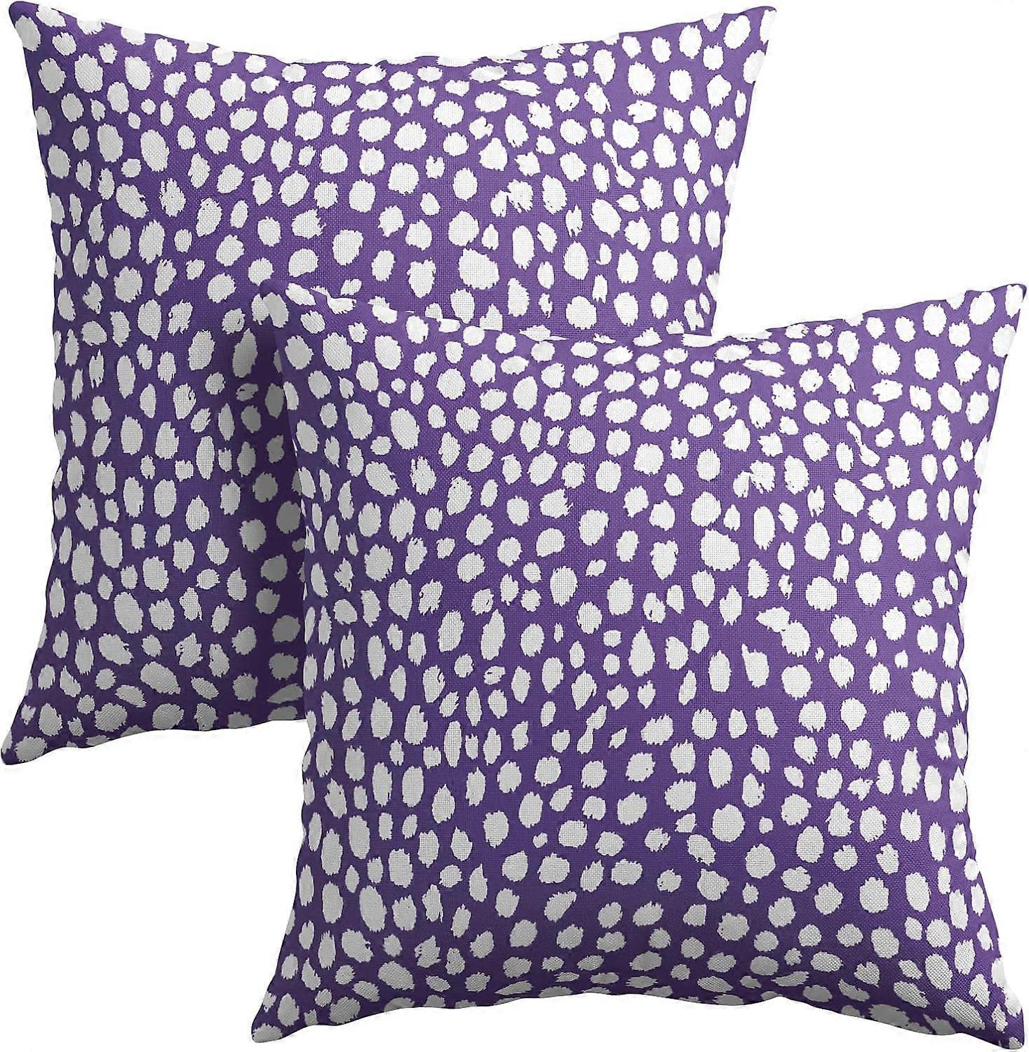 Capas de Almofada com Bolinhas Roxas 20x20 Polegadas Boho Design Polka Dot Conjunto de 2 Capas de Almofada de Almofada de Algodão com Estampa Moderna e Moderna