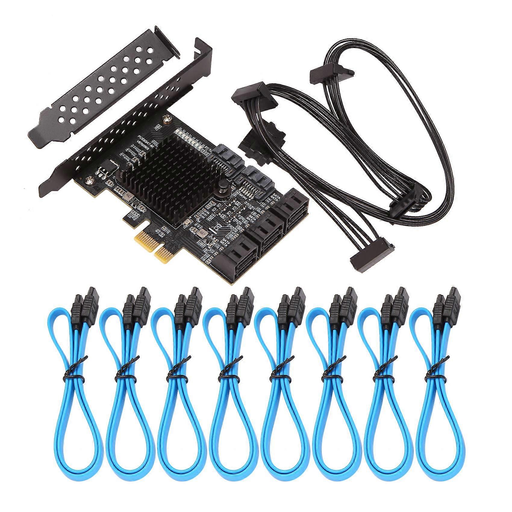 Placă PCIE SATA 8 Porturi, Placă PCIe SATA 3.0 6Gbps, Card de expansiune PCIe la controler SATA, Upport 8 S