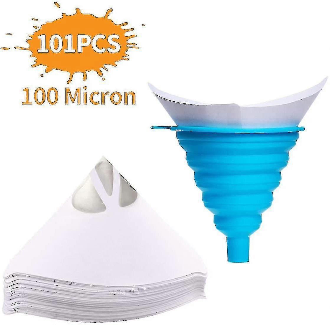 Filter Pointed Conical Quality Nylon Mesh Funnel W/hook Disposable 100 Pieces With 1 Piece Silicone Funnel Filter