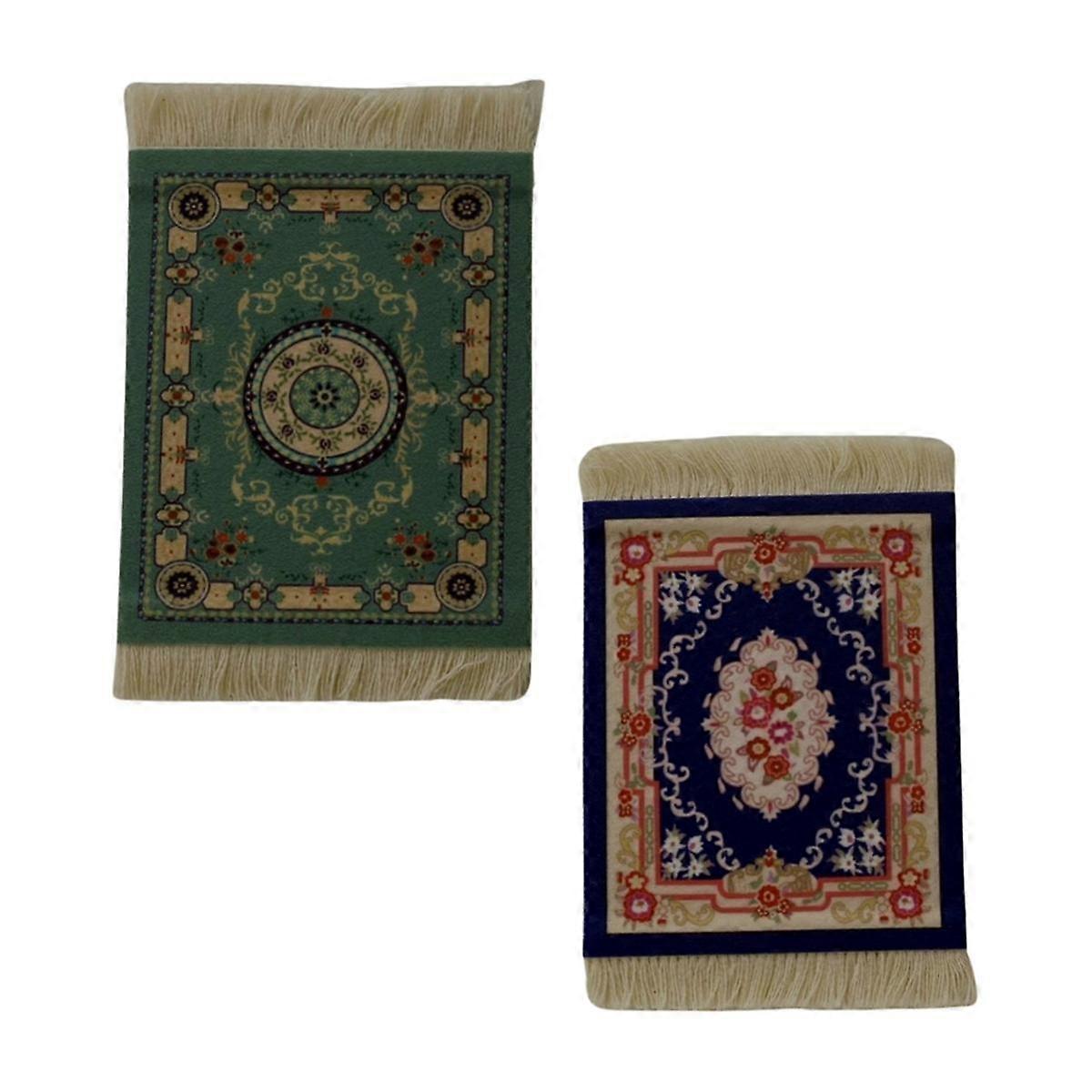 Mini Persian Woven Coasters Carpet Pattern Coaster Dining Table Decoration Technology.BlueGreen