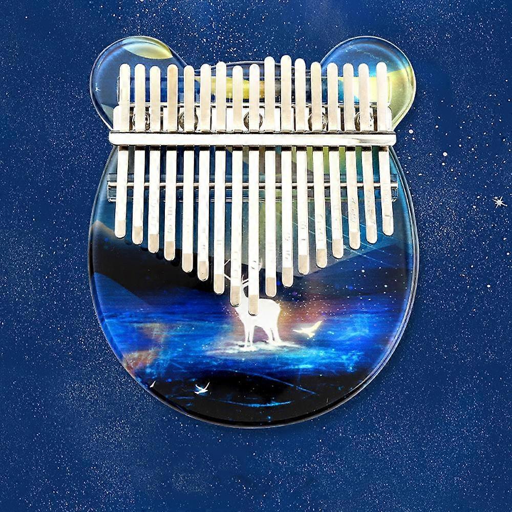 Kalimba Acrylic 17 Key Thumb Piano With Tuner Hammer Compatible With Beginner(Planet Elk)