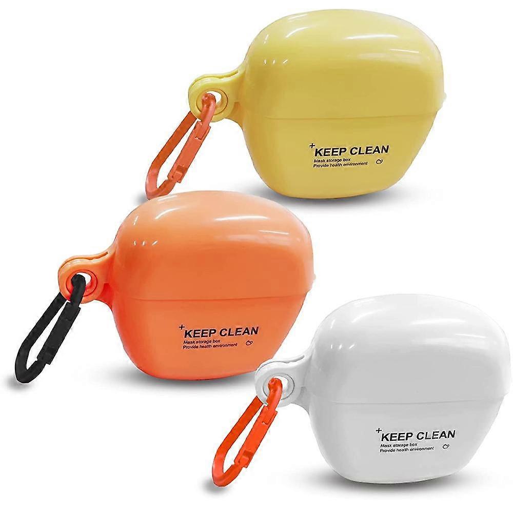 3 Pack Mask Storage Case, Portable Face Mask Case with Carabiner Keychain for Purse Backpack Bag