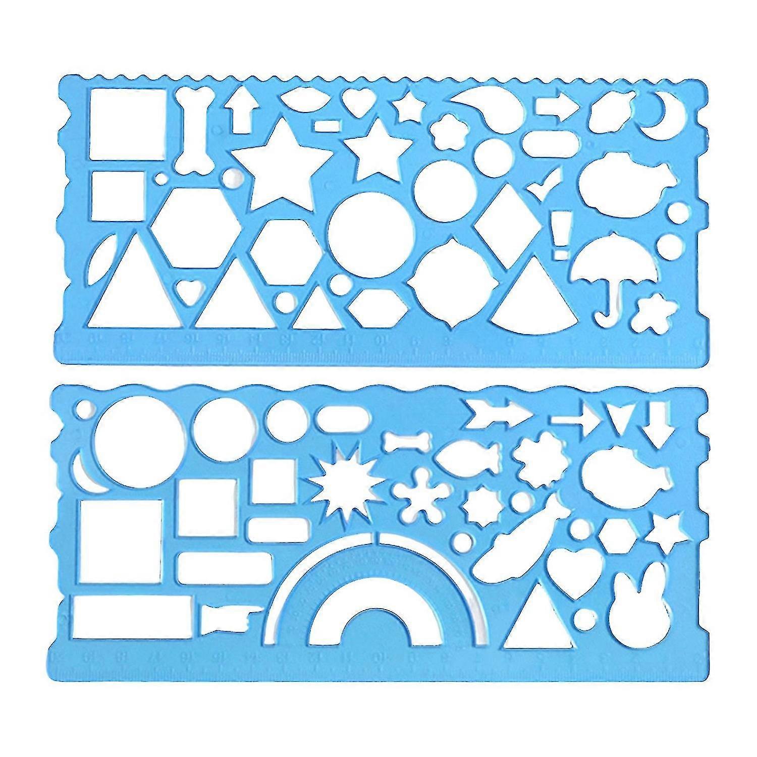 2pcs Clear Geometric Drawing Ruler Multifunctional Precise and Easy-to-use Triangle Protra