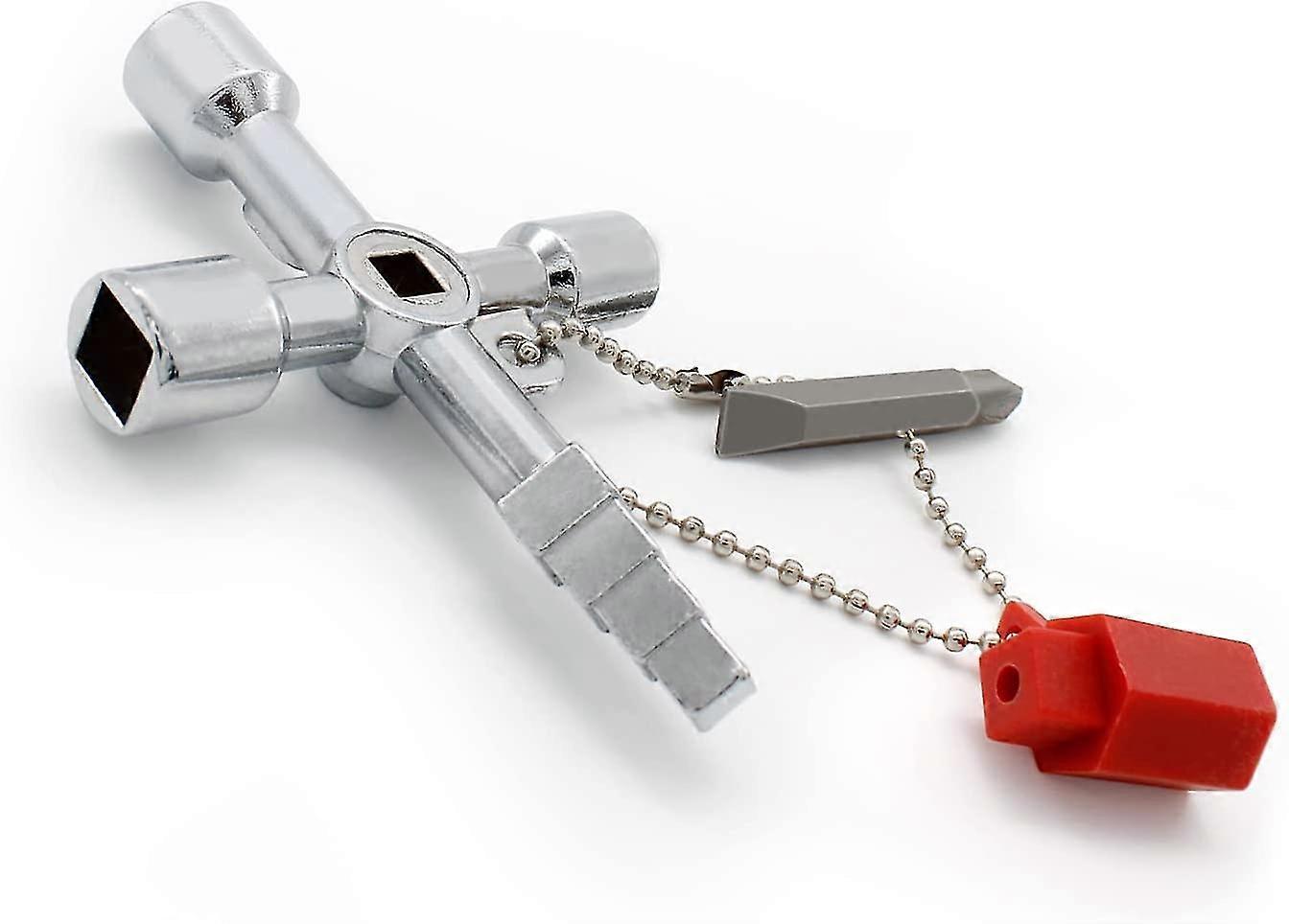 universal cross key, practical 4-way multifunction key, silver switch cabinet key, for water and ele