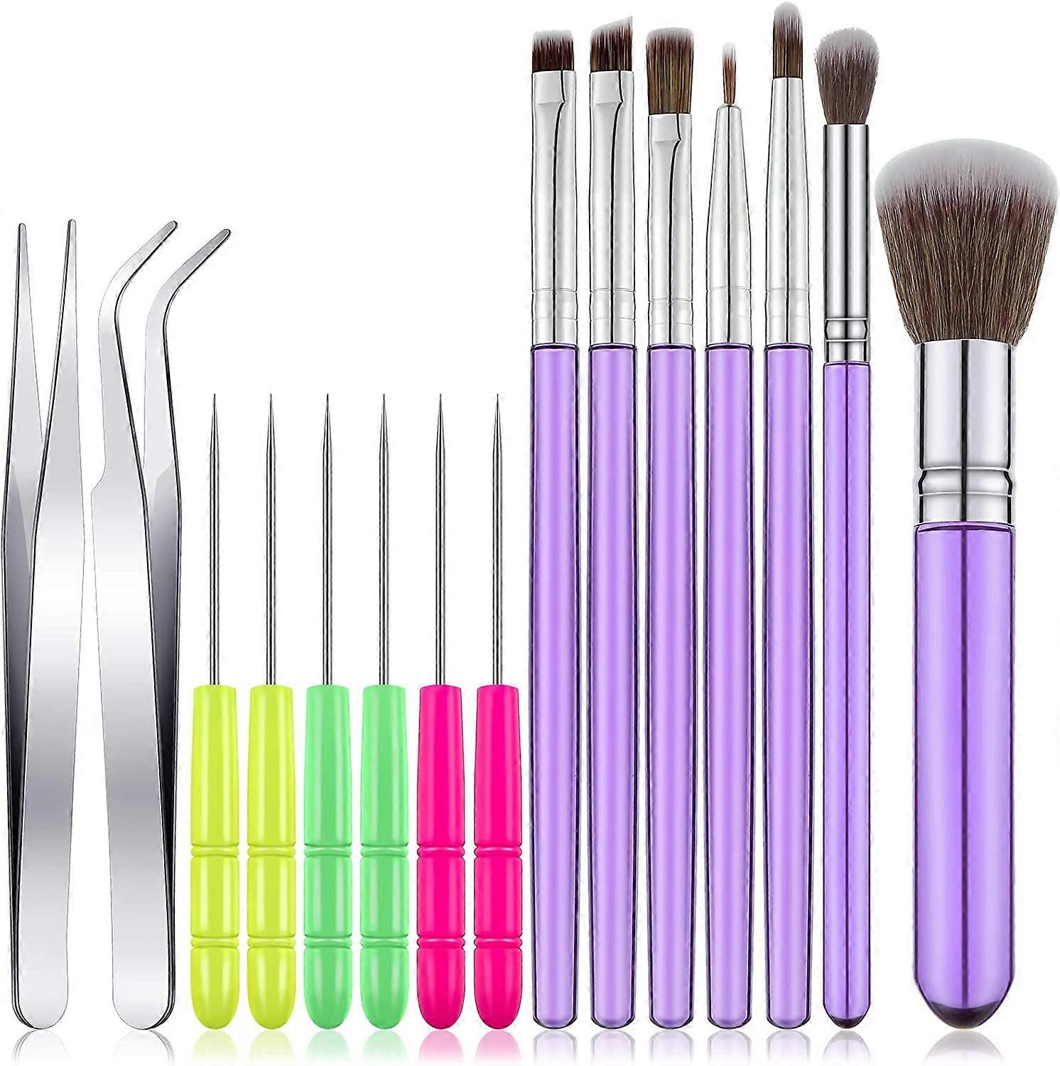 15 Pcs Cake Decorating Tool Set Include Cookie Decoration Brushes Cookie Scriber Needles Sugar Stir Needles Elbow