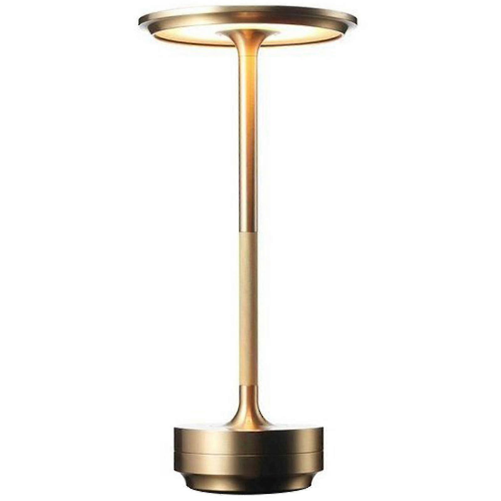 3 Color Cordless Table Lamp Dimmable Waterproof Metal Usb Rechargeable Table Lamp 4-levels Brightness(,gold)