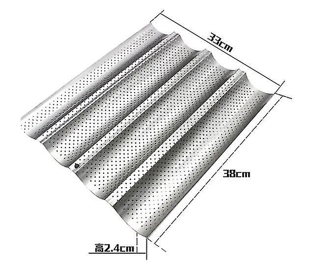 Moule à Baguettes 4 Fentes En Acier Au Carbone Antiadhésif - 38.5x33.5x2.5cm, Avec 2 Couteaux à Pain - Pour Four Maison