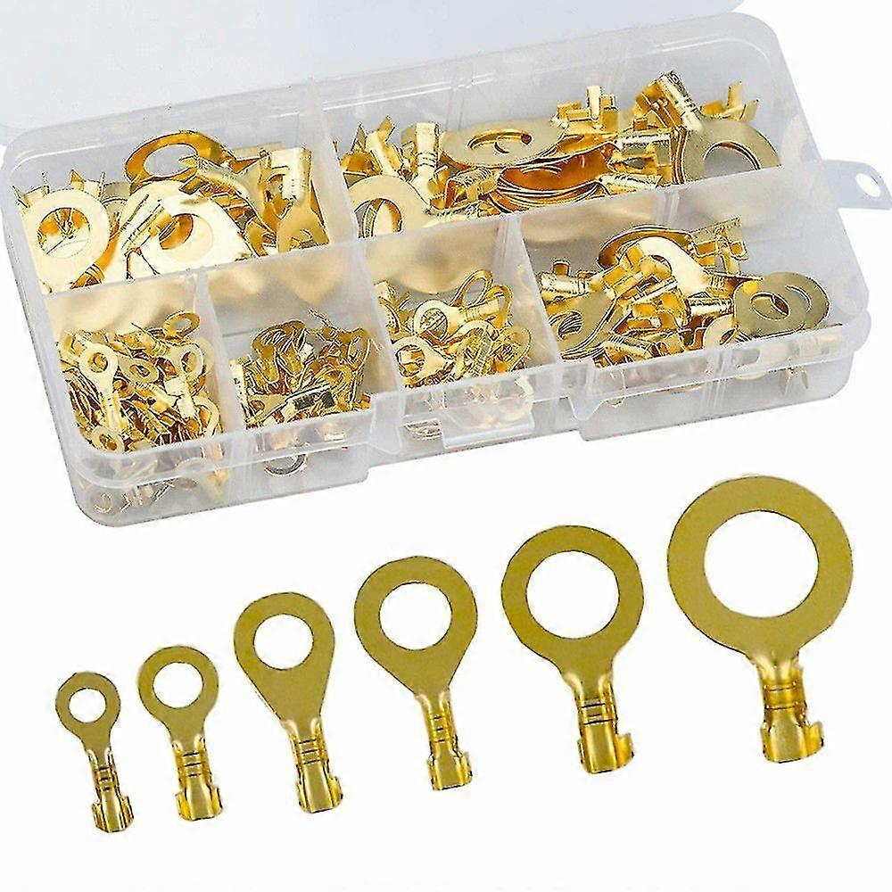 Wire Connector Ring Pressure Head Cold Pressing Terminals Circular Lugs(gold)(150pcs)