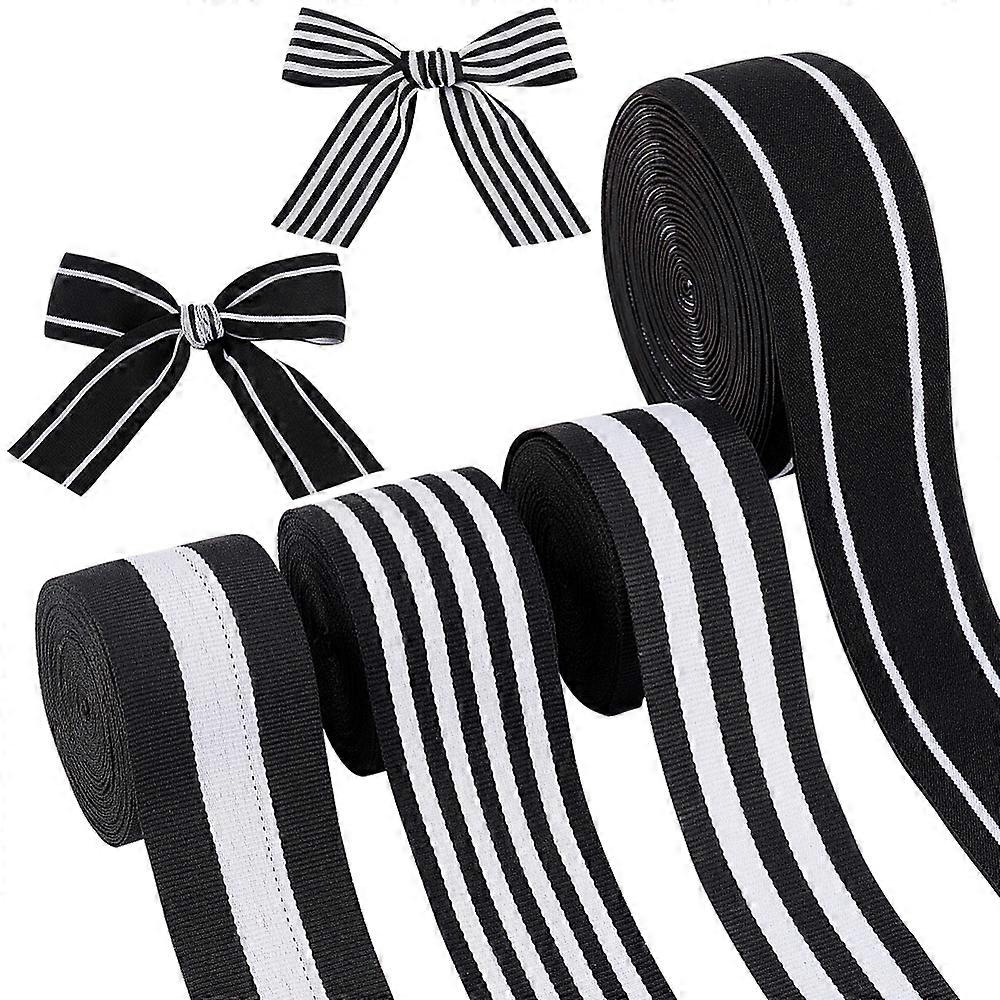 20 Yards 4 Styles Polyester Striped Ribbon for Garment Accessories Mixed Color 1-5/8 inch(40mm) 5 yards/style