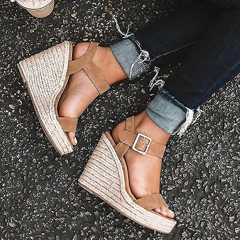 Women Adjustable Ankle Strap Sandal Espadrille Studs Platform High