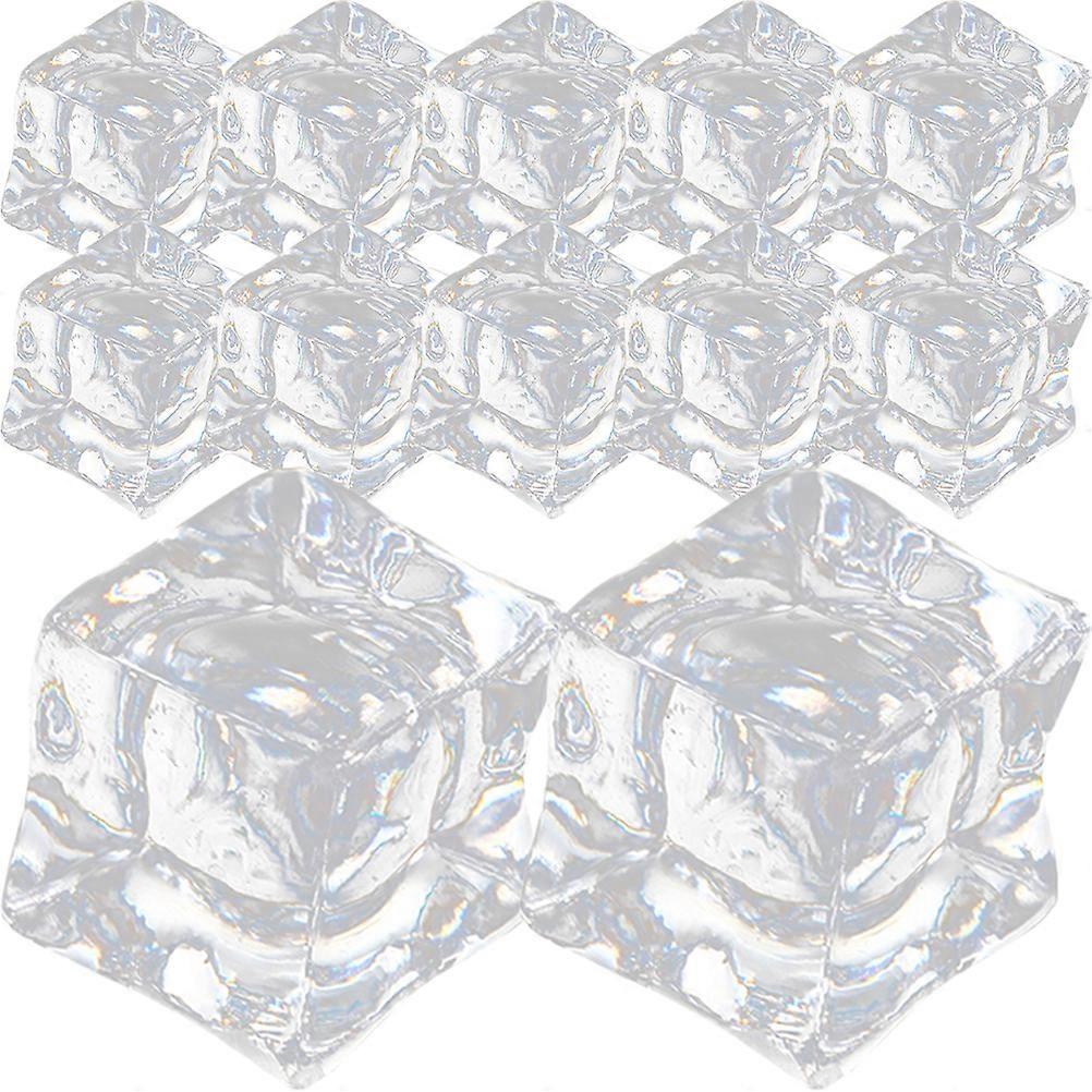 60Pcs Clear Fake Ice Cubes Decorative Ice Cubes Artificial Square Crystal Fake Ice Cubes