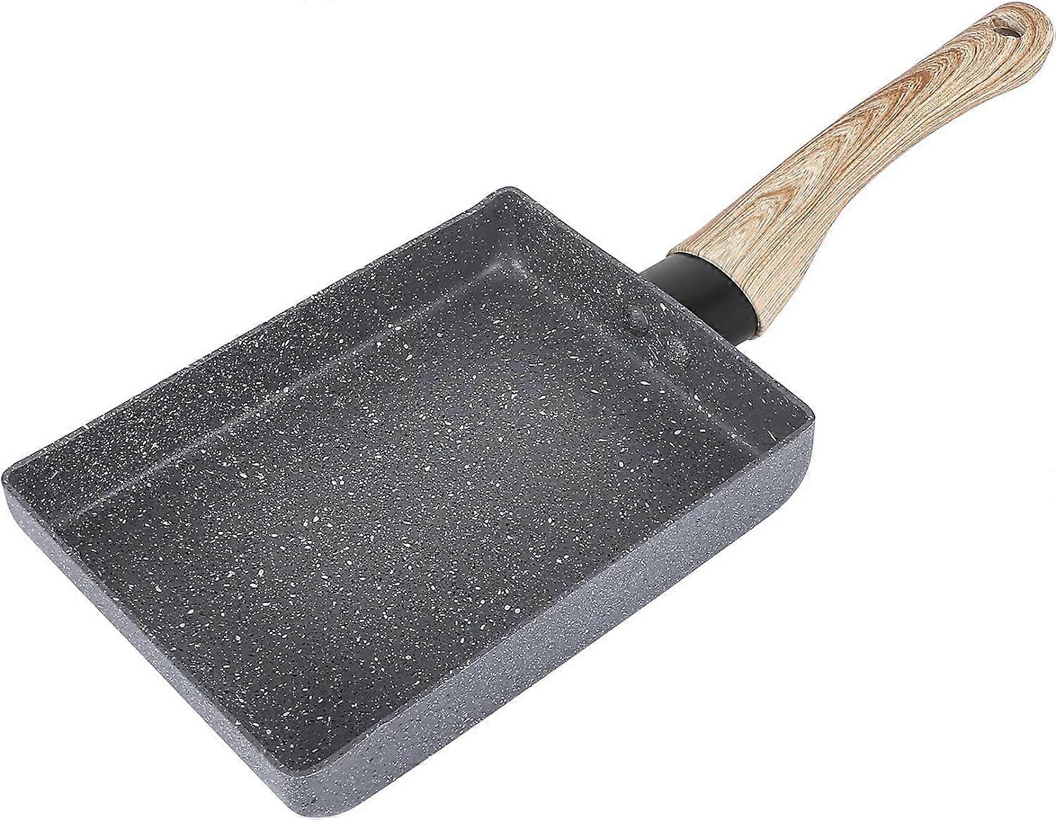 مقلاة رمادية 34x13 سم مقلاة غير لاصقة للفطائر ، الفطائر ، مقلاة ، بمقبض خشبي مقاوم للحروق