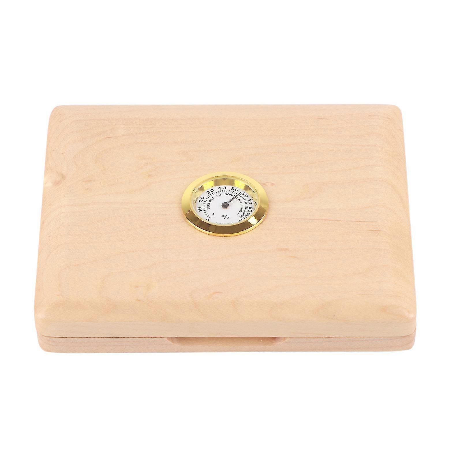 Saxophone Clarinet Reed Case Solid Wood 5-Reeds Holding Storing Box with HygrometerLog Color