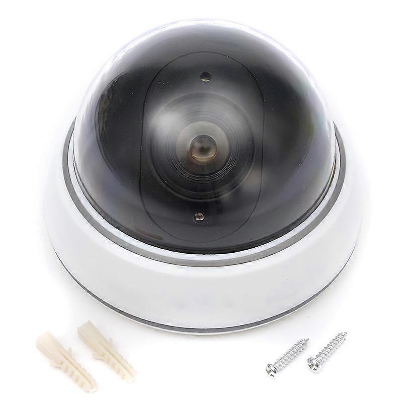 1Pcs Dome Simulation Dummy Fake Security Camera, CCTV Anti-theft Surveillance Camera with Flashing LED Light(White)
