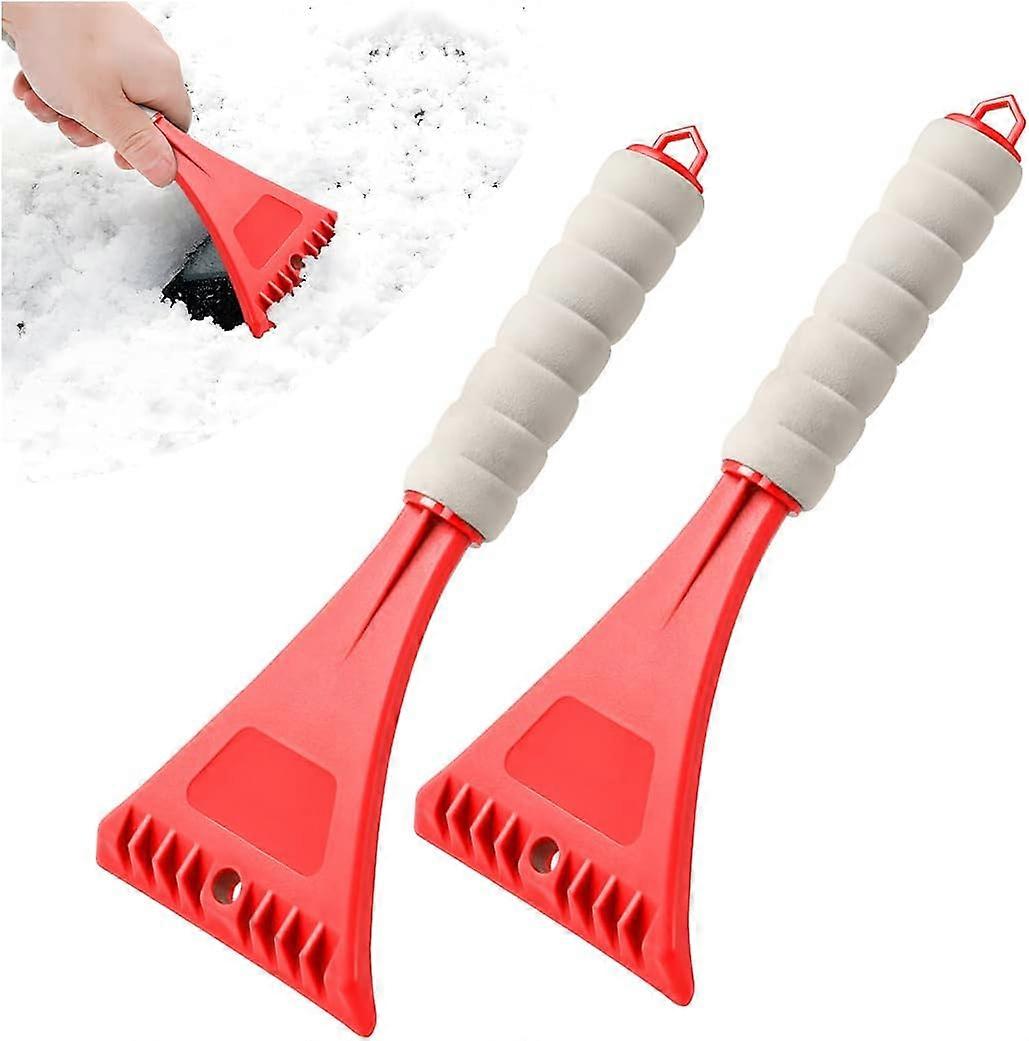 2 PCS Car Snow Shovel Scraper, Ice Frost Cleaning Tools,Universal for Car Windshield and Window, Mirrors, Scratch-Free Car Winter Accessories (Red)