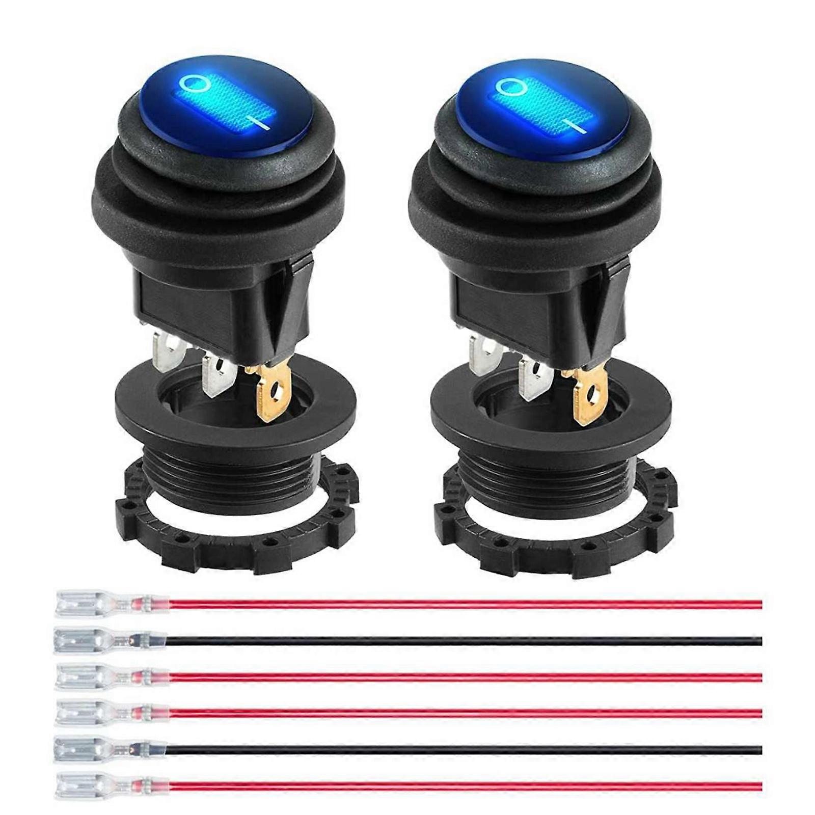 Rocker Switch Toggle ON-OFF 3 Pin Blue Light Waterproof Boat Car Switch