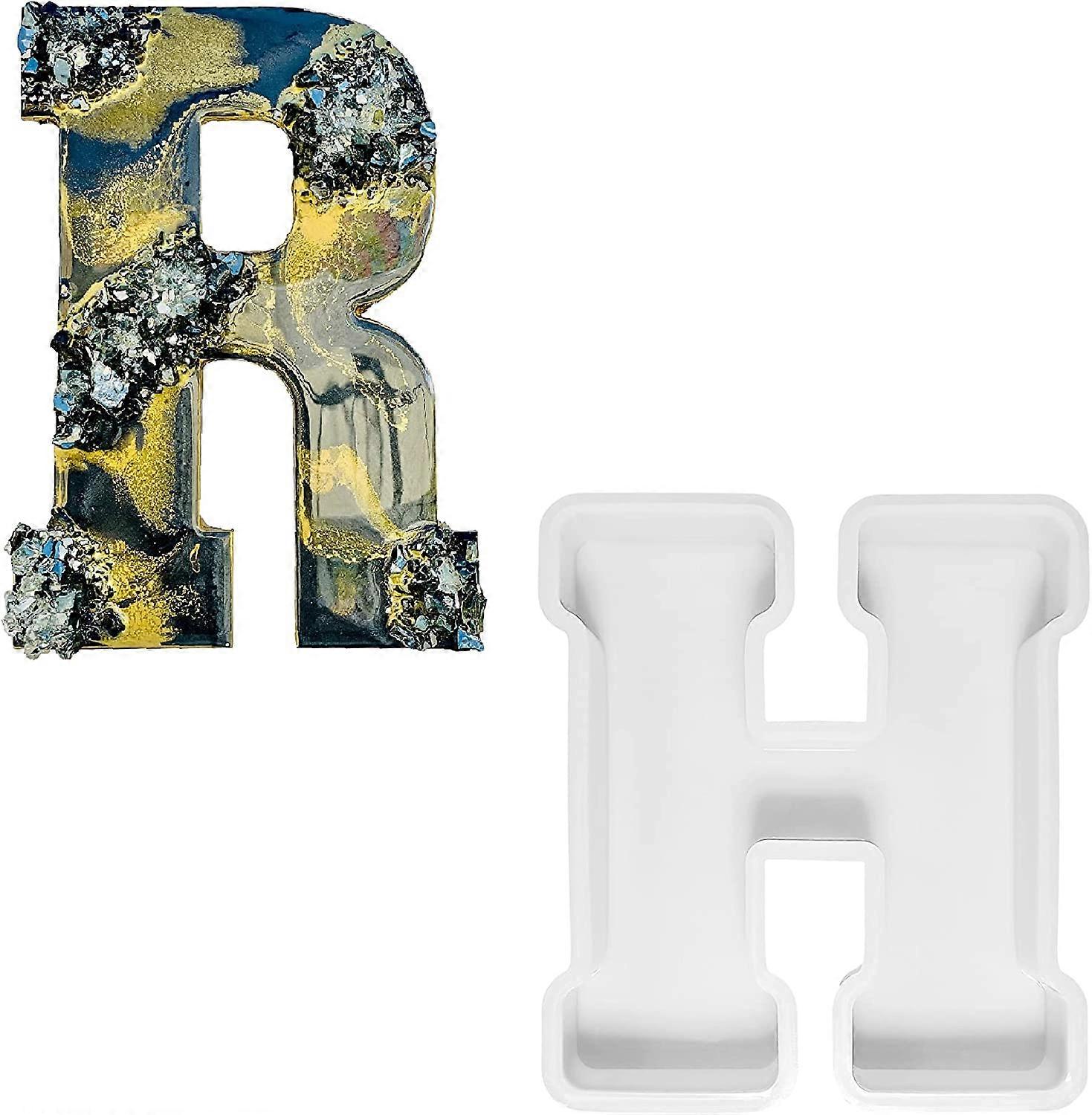 Moule alphabet 3D pour rsine, moule en silicone lettre H 4 pouces
