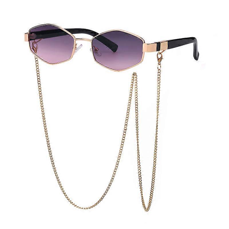Vintage Sunglasses Women With Chain Small Frame Sun Glasses for Ladies 2022 Trendy Luxury Brand Designer Eyewear UV400