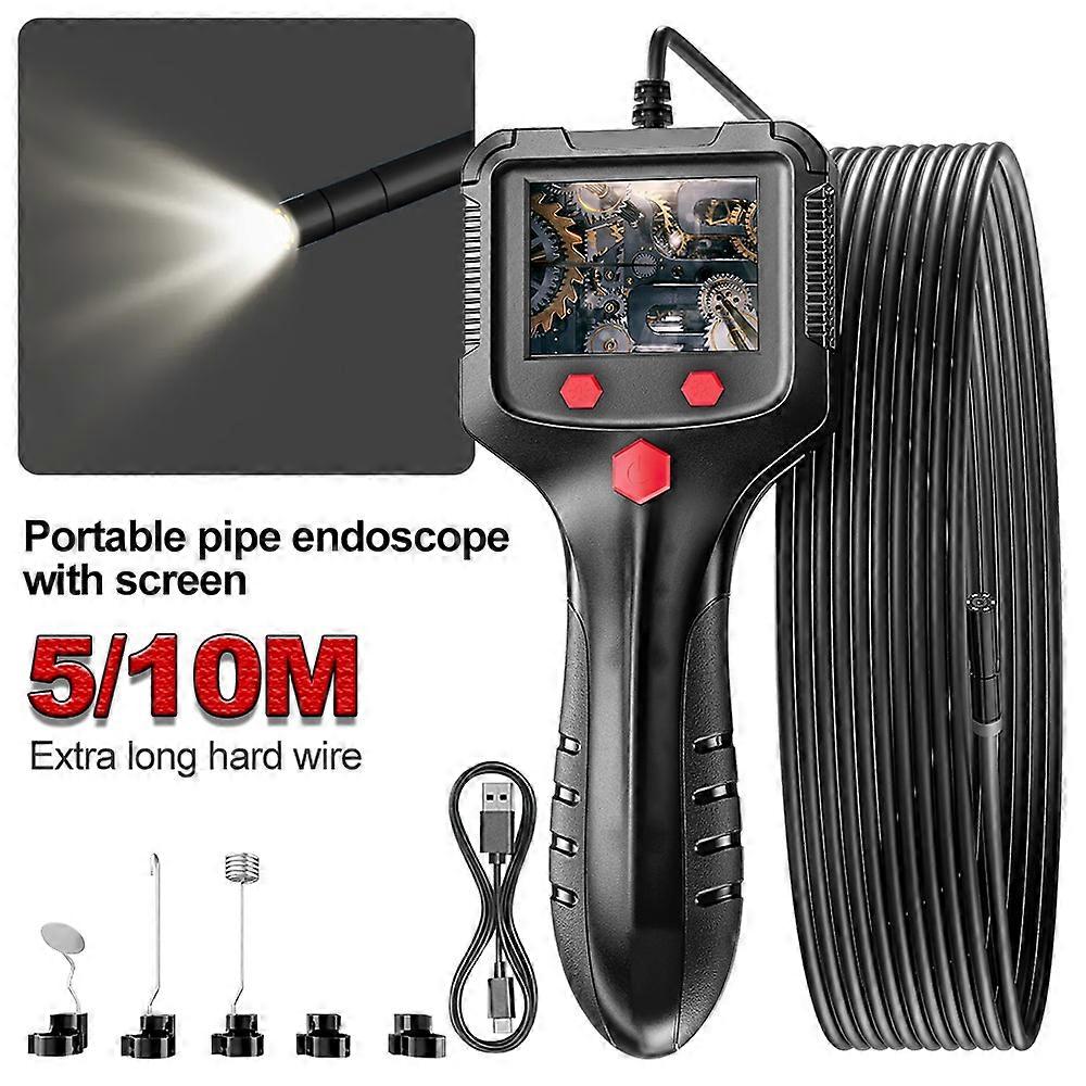 8mm Industrial Endoscope Camera Handheld Waterproof 1080P 2.4'' IPS Screen 5M/10M Cable Pipe Sewer Inspection Borescope 2600mAh