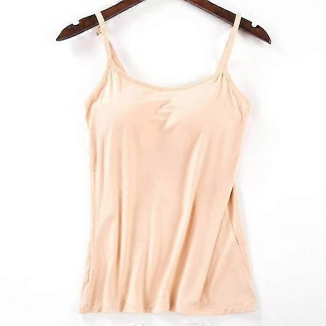 Débardeur rembourré doux et décontracté pour femme, camisole spaghetti avec soutien-gorge intégré
