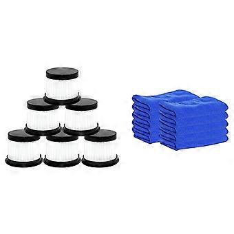 6PCS Dust Mite HEPA Filters with 10 Pieces of Ultra-Fine Fiber Square Absorb Water Without Lint Cleaning Absorbent Towel