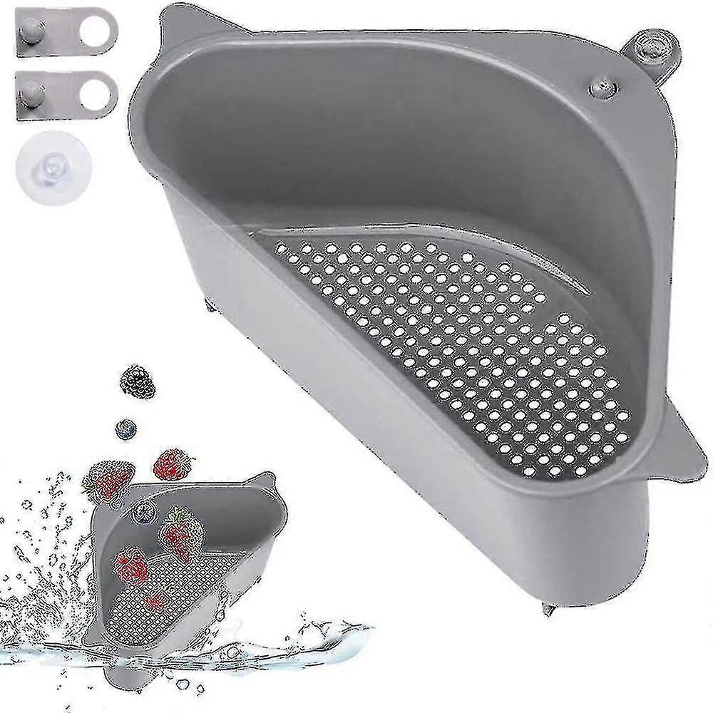 Kitchen Triangular Corner Sink Drain Rack Shelf With Suction
