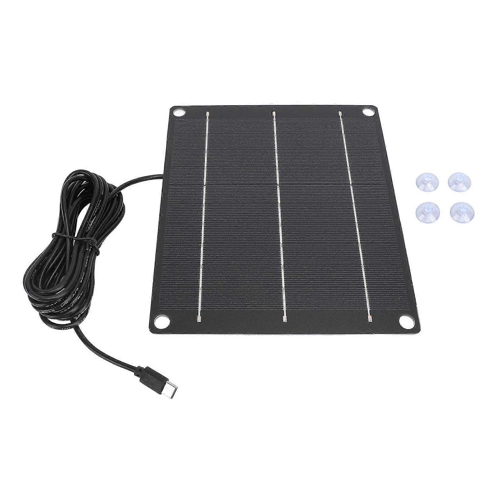 6W Solar Charger, Monocrystalline Solar Panel Kit for Phone, Small Fans, Outdoor Security Camera, Type-C Port