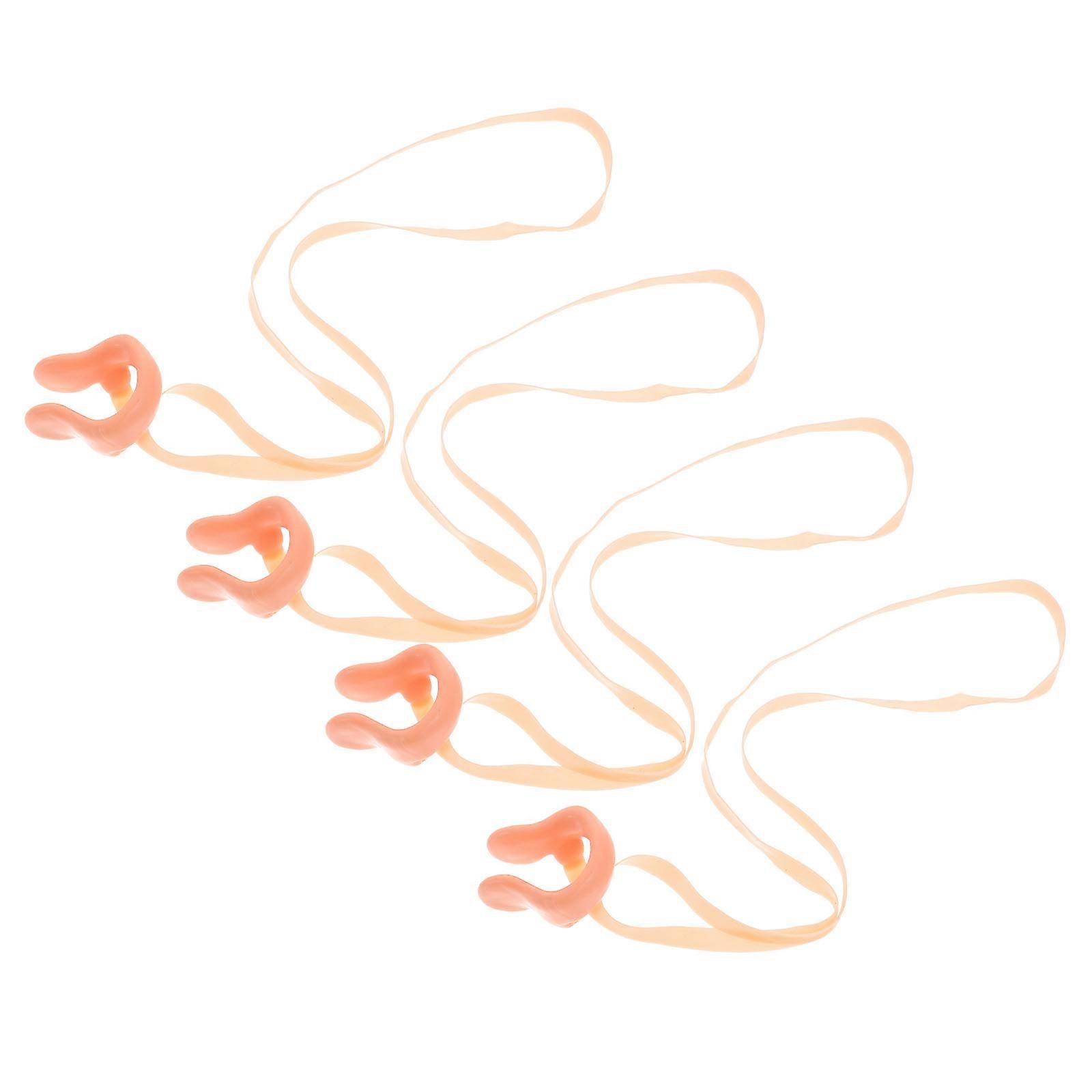 4pcs Silicone Swimming Nose Clip with Strap Nose Protection Swimming Accessory for Kids and Adult