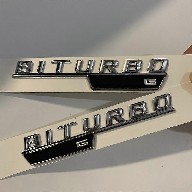 1pair Chrome Letters Fender Emblem Badge Emblems for Mercedes Benz BITURBO for ///AMG