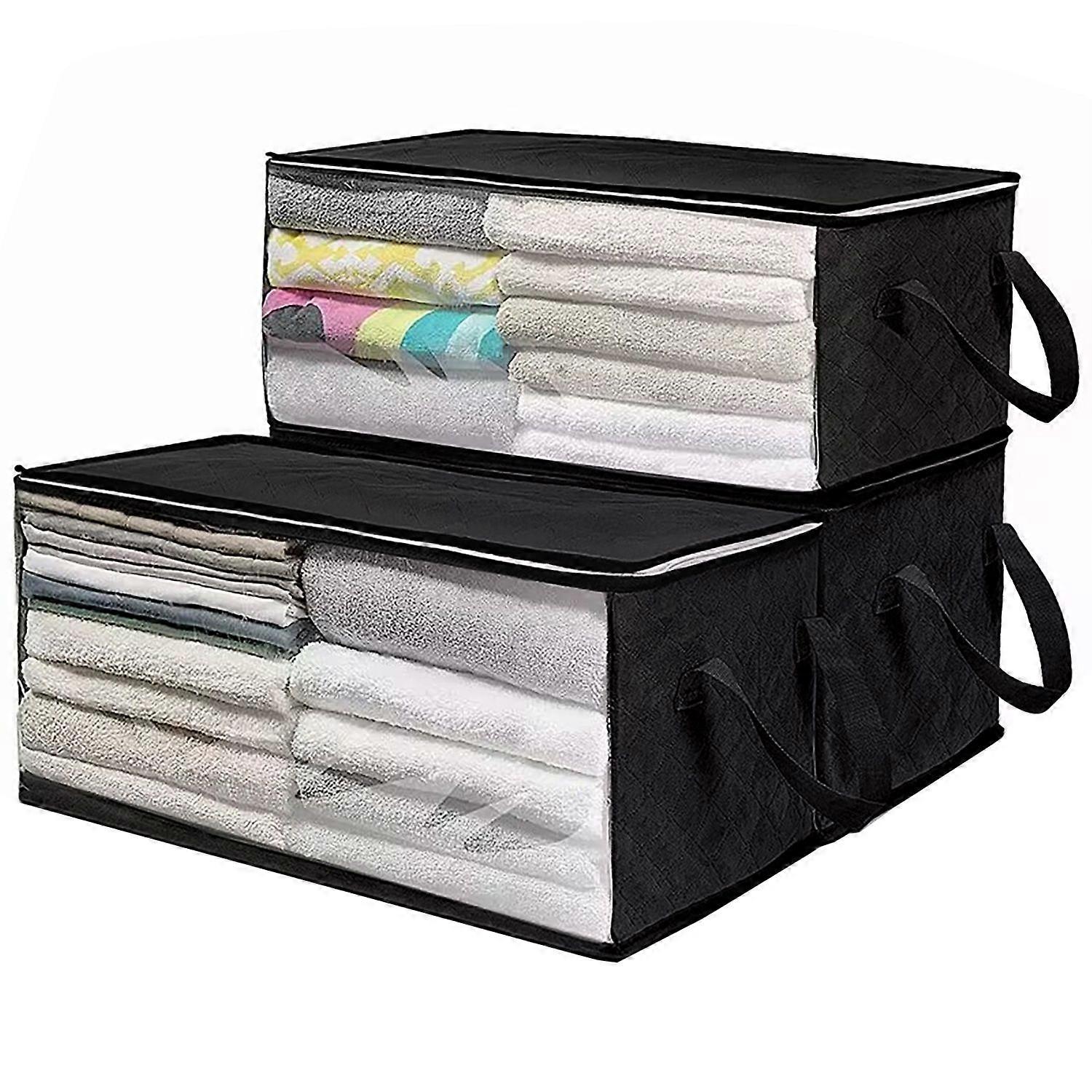 3 Pcs Foldable Quilt Storage Bag Dustproof Moisture-proof with Transparent Window Zipper Closure
