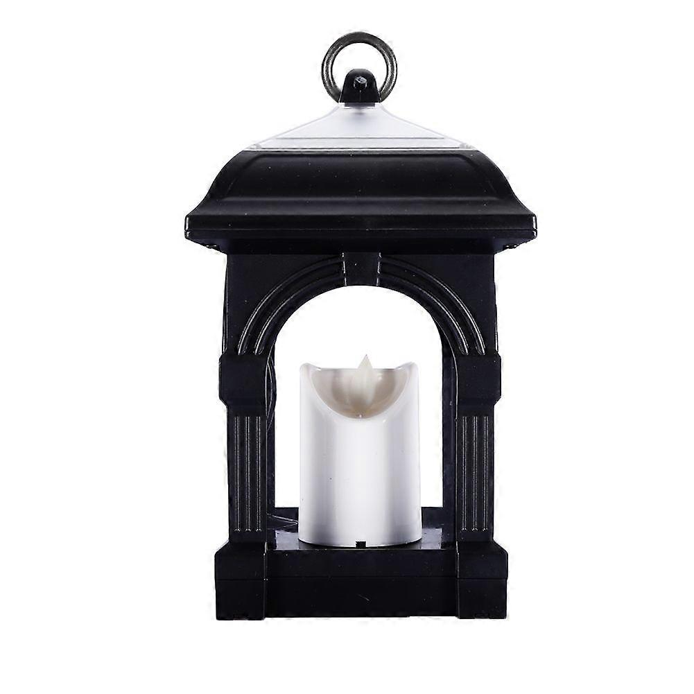 Solar Powered Candle Light Hanging Lamp with Light Control Black without Bracket