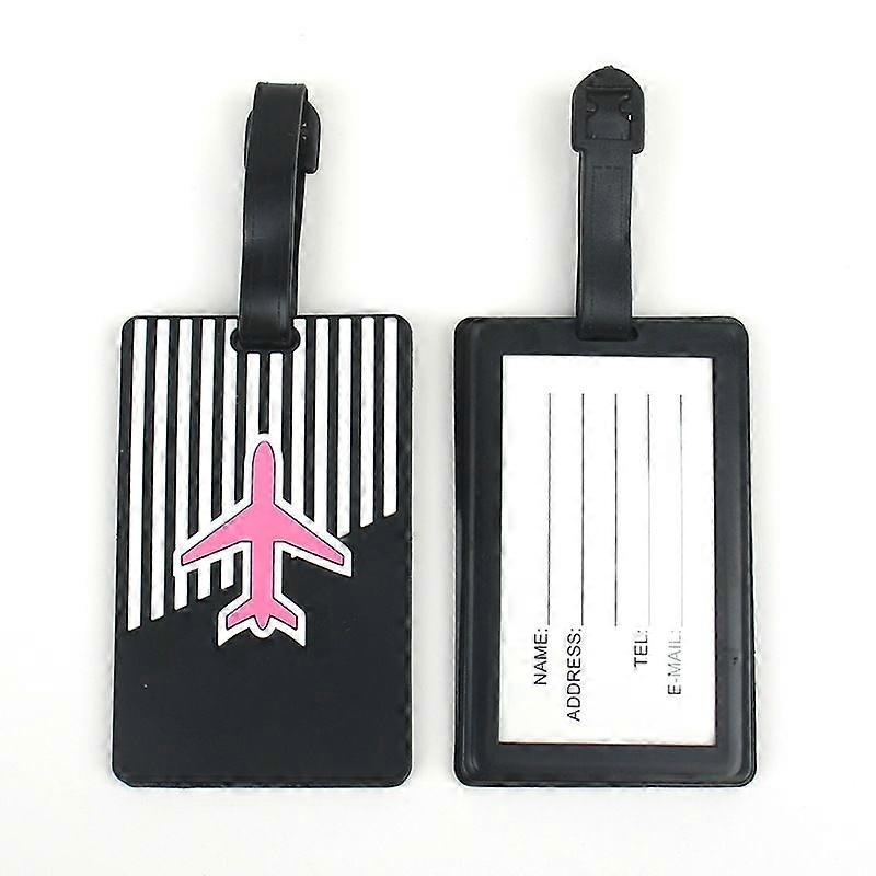 2pcs Luggage Tag with Durable Strap Pink airplane pattern