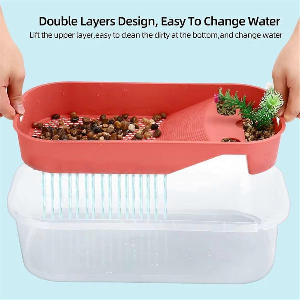 Turtle Tank for Home Use with Sun Terrace Fish Turtle Mixed Breeding Tank Reptile Aquarium Tank Pin