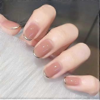 Prensa francesa em unhas-acrílico unhas postiças cobertura completa unhas postiças bonito pontas de unhas curtas 24 pcs para mulheres e meninas