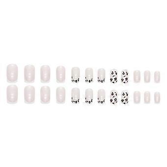 Perlescente Bianco Leopardo Unghie Finte Copertura Completa Uv Gel Leopardo Stampe Unghie Colla Modelli