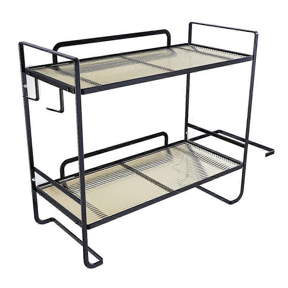 Multifunctional Storage Rack Above Toilet 2-Story Bathroom Storage Rack Storage Rack with Toilet Paper Rack Black Type