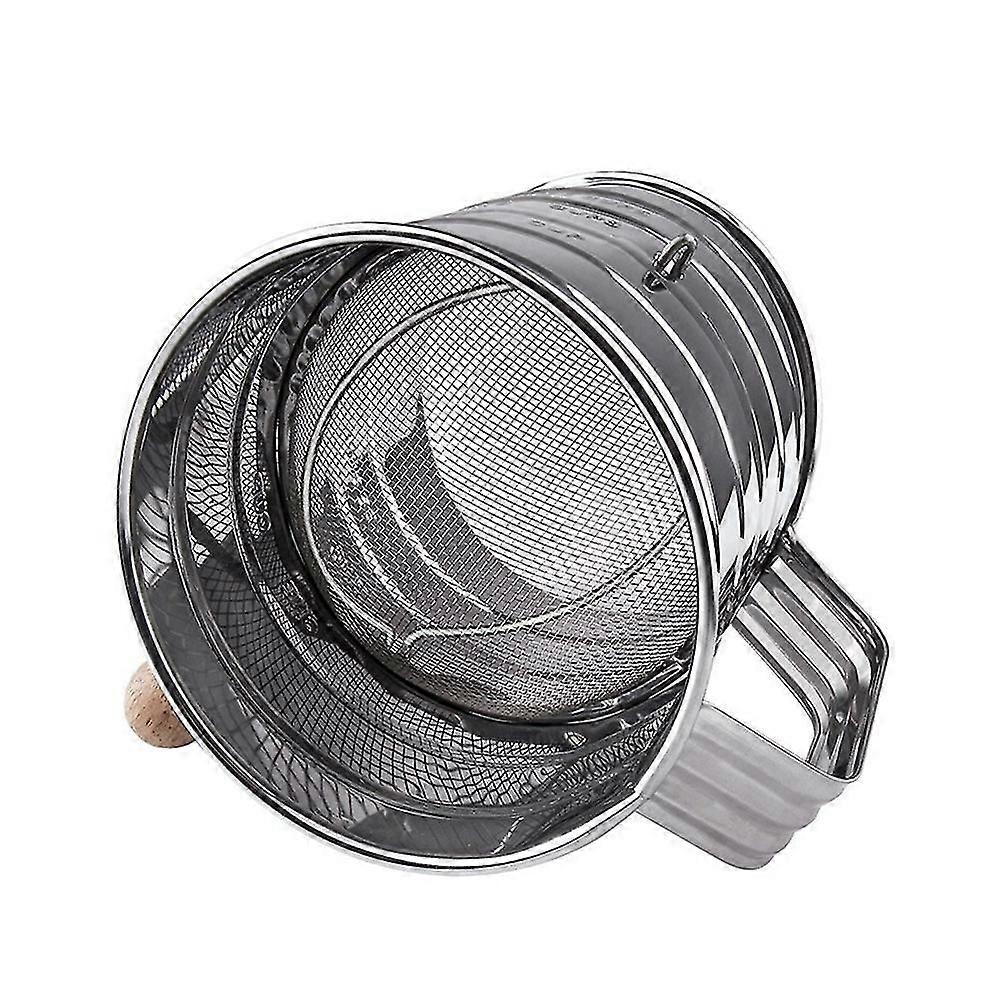 Baking Hand Crank Flour Icing Sugar Sifte Stainless Steel,4140