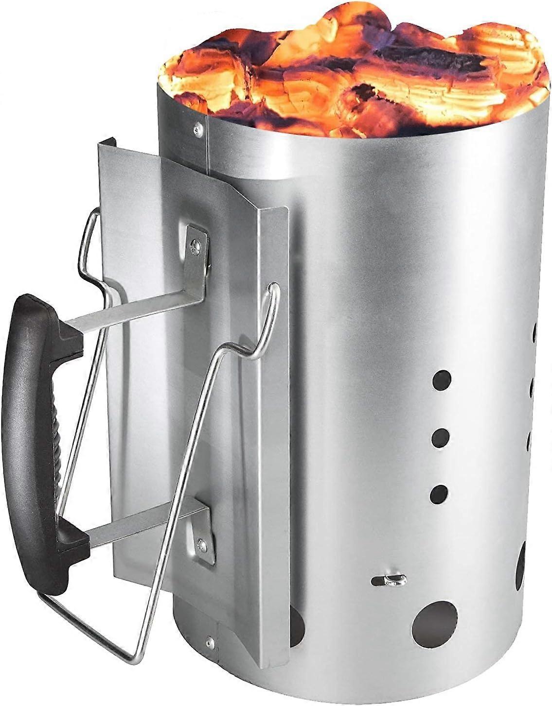 Charcoal chimney lighter with safety handle for camping and BBQ, charcoal burning pillar lighter