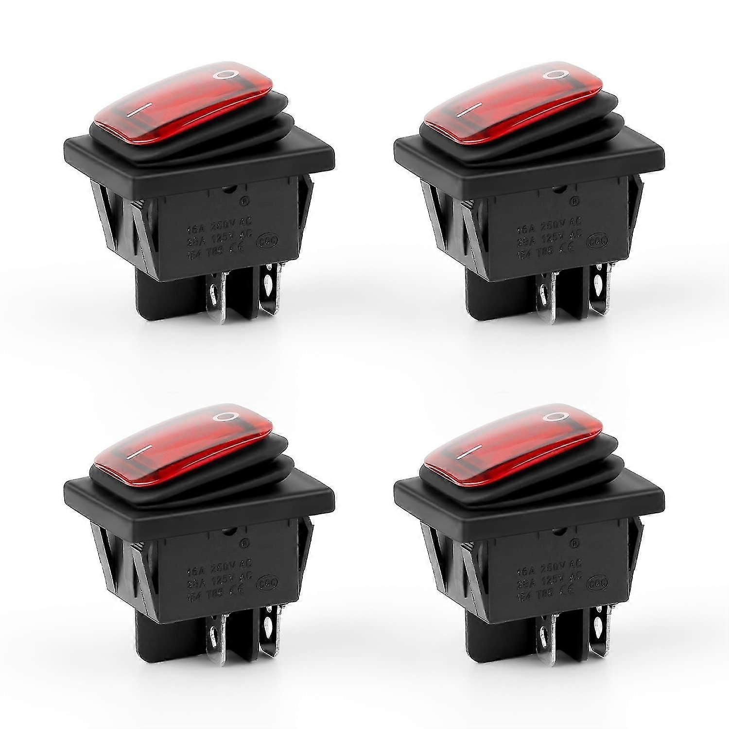4 interrupteurs, interrupteur à bascule étanche, ac 16a/250v 20a/125v 4 broches 2 positions, interrupteur à bascule à montage sur panneau pour produits électriques